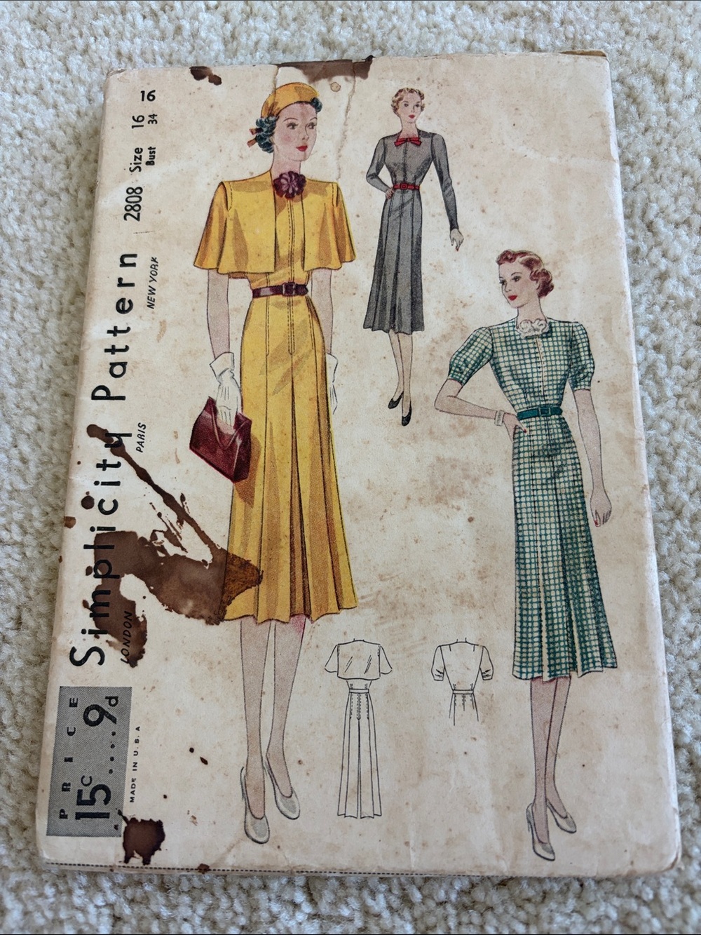 Simplicity Vintage dress and cape pattern, 34-inch bust